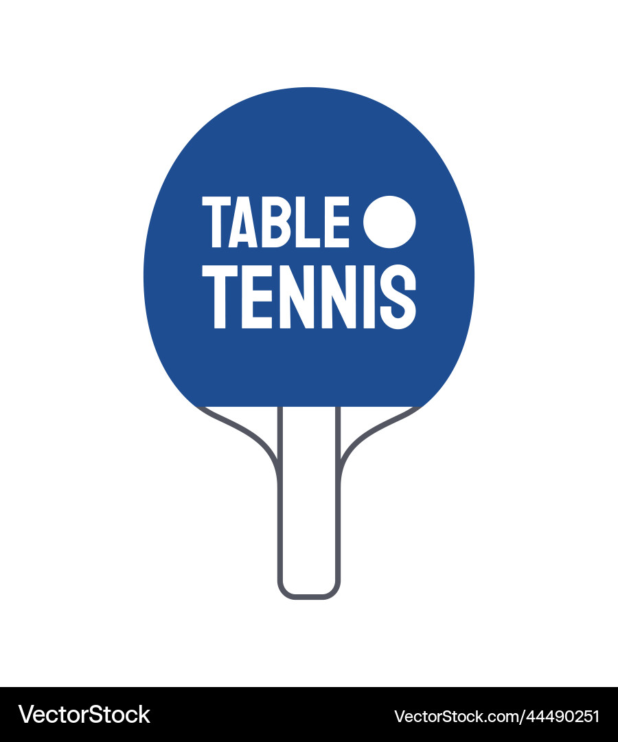 Tischtennis Logo Designschablone mit blauem Schläger Tischtennis Logo Designschablone mit blauem Schläger vektorbild