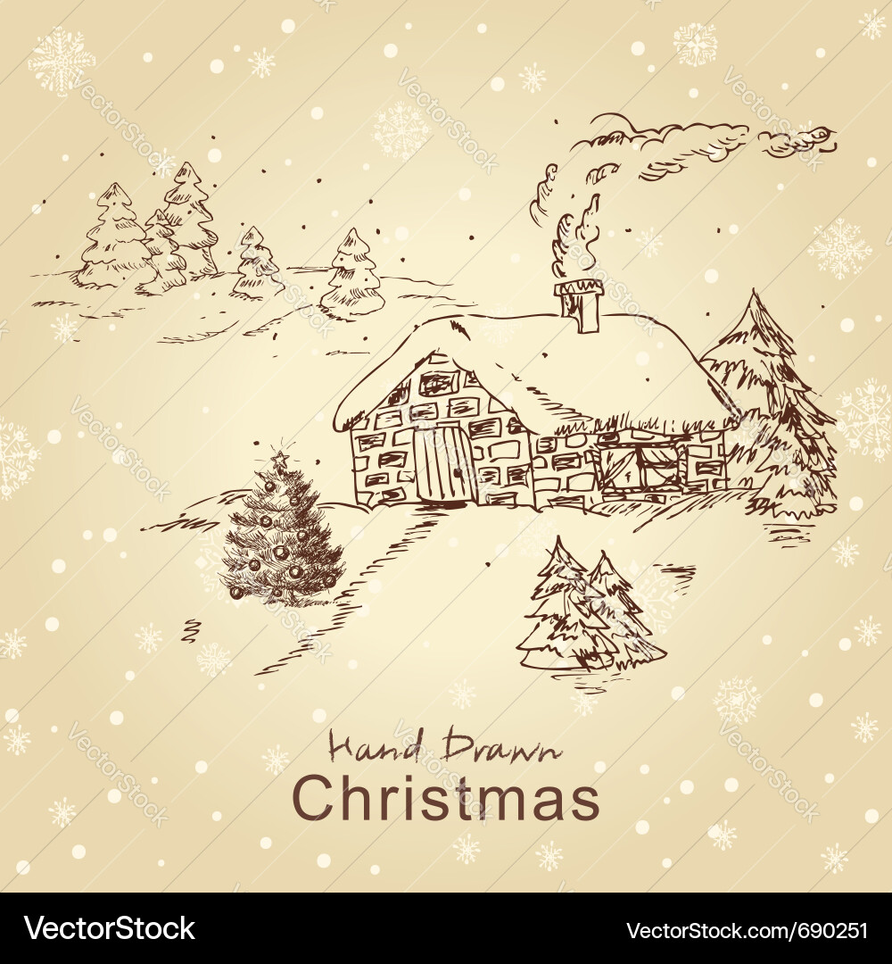 Winter Landscape Christmas Card Vector Image