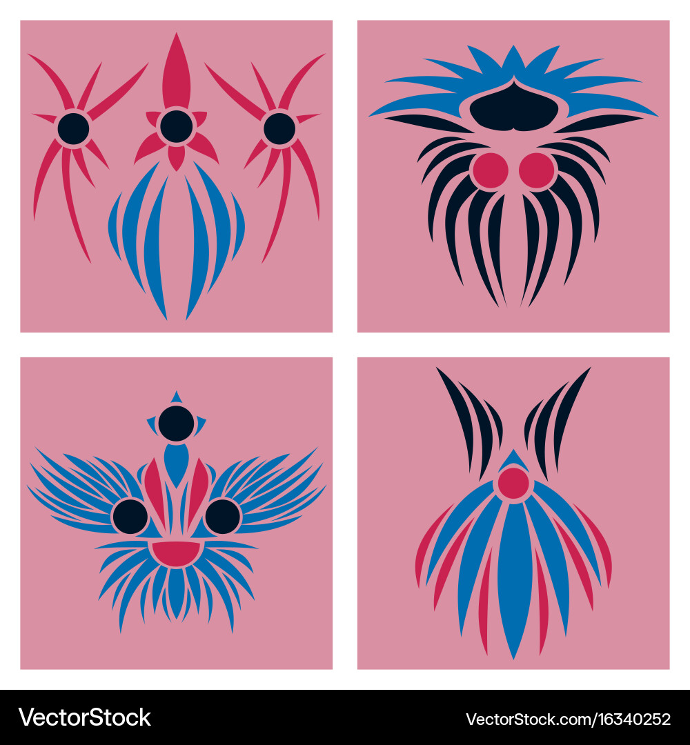 Assembly of patterns in oriental style vector image
