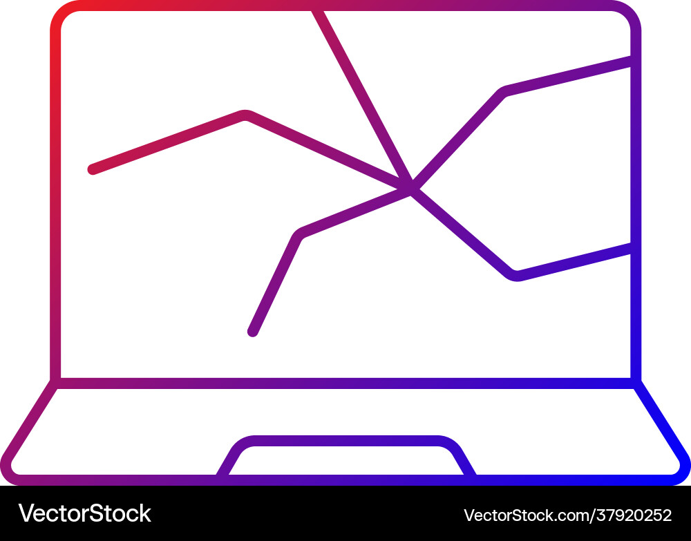 Broken screen gradient linear icon Broken screen gradient linear icon vector image