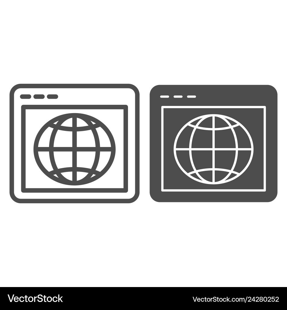 Browser with globe line and glyph icon web page Vector Image