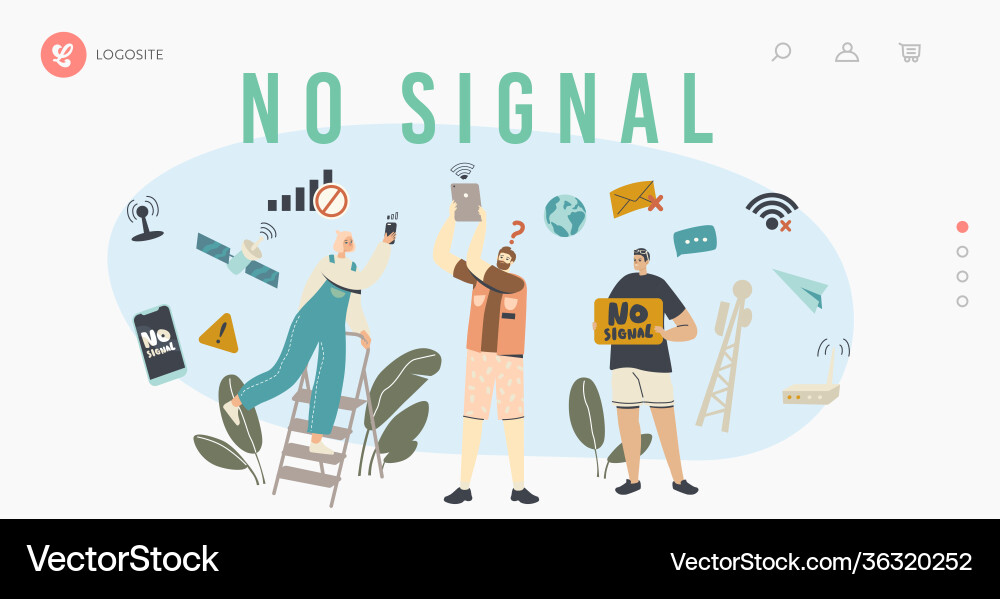 Characters search signal wifi router landing Characters search signal wifi router landing vector image