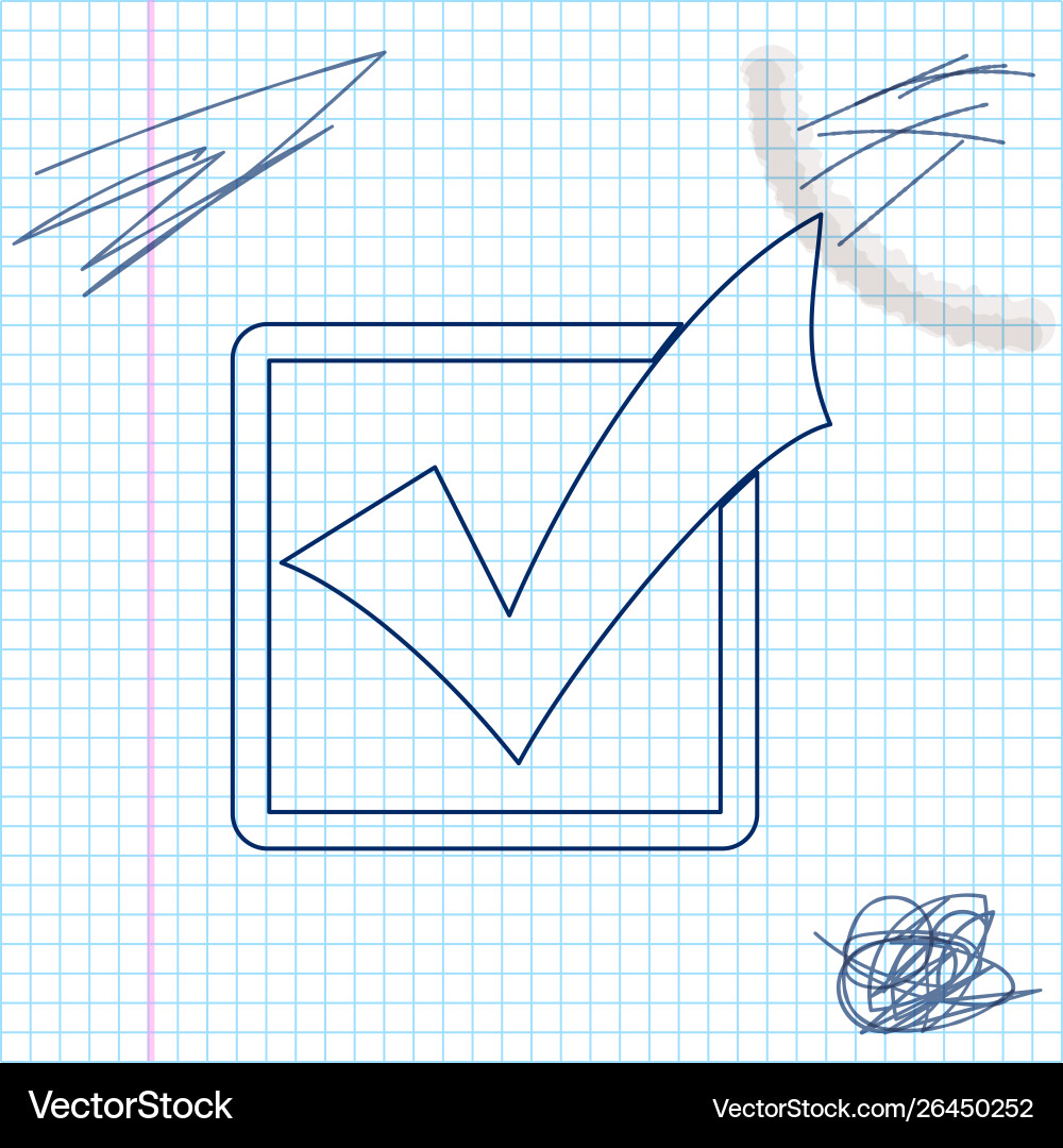 Check mark in a box line sketch icon isolated Check mark in a box line sketch icon isolated vector image