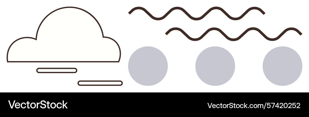 Cloud with horizontal lines and three waves above Cloud with horizontal lines and three waves above vector image