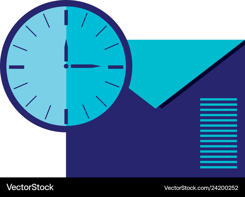 Envelope mail with time clock isolated icon Vector Image
