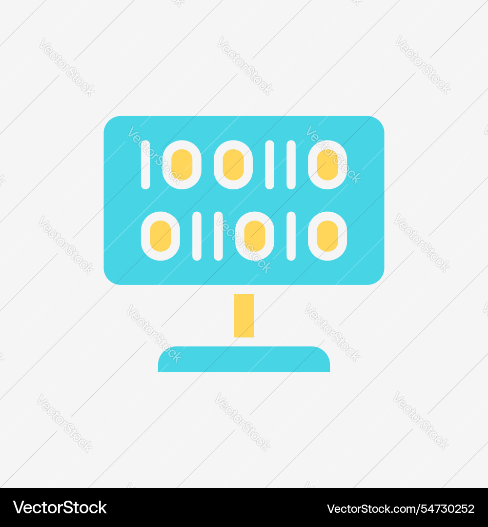 Flache Icon Computer-Desktop mit Binärcode Flache Icon Computer-Desktop mit Binärcode Vektorbild