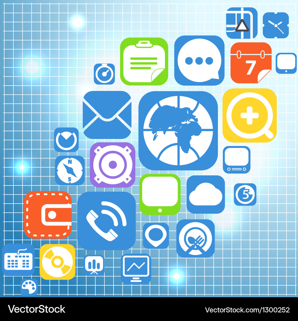 Flying color web graphic interface icons Vector Image