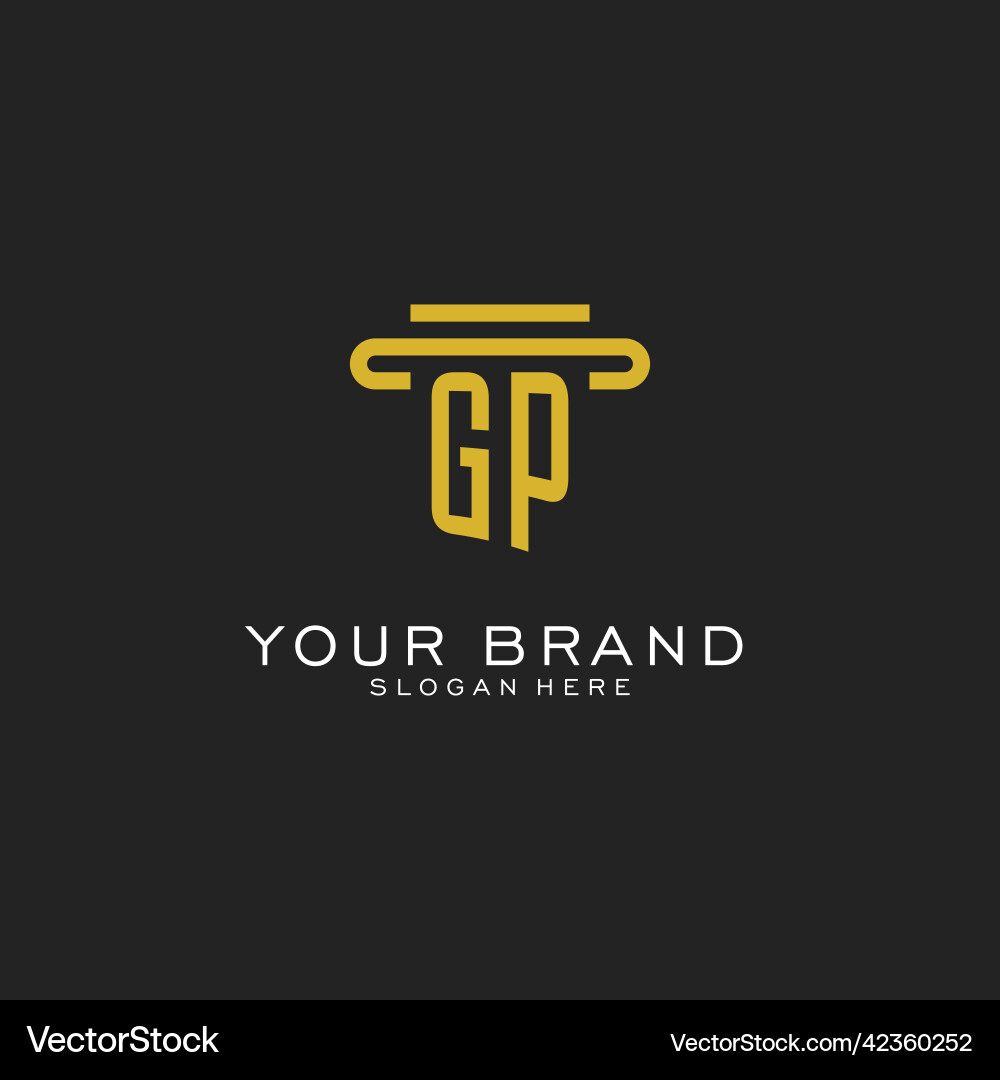 Gp initial logo with simple pillar style design Gp initial logo with simple pillar style design Vector Image