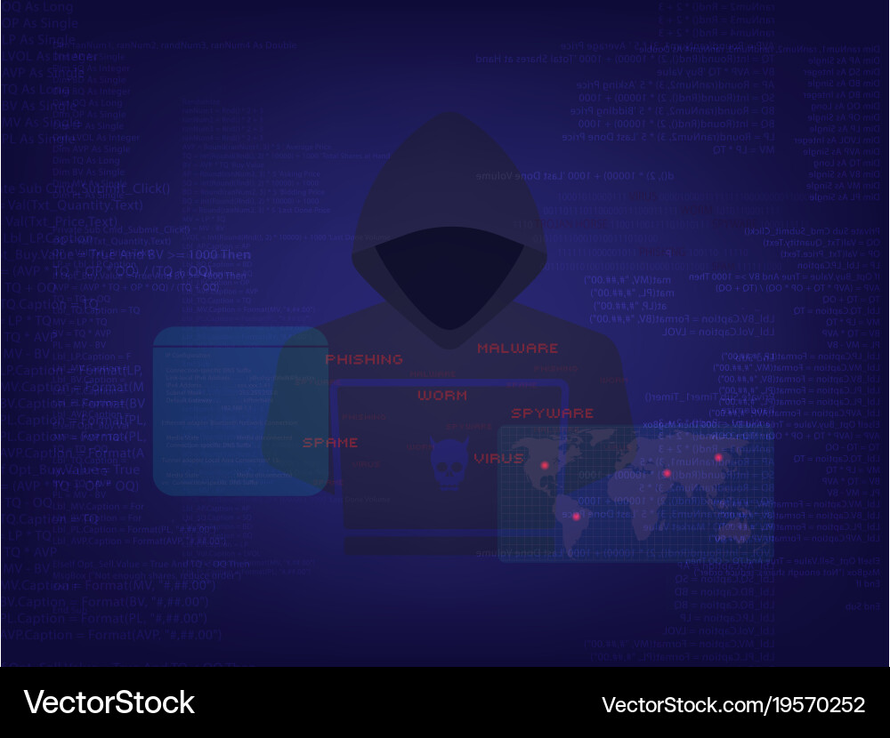 Hacker an der Arbeit mit Benutzeroberfläche vektorbild