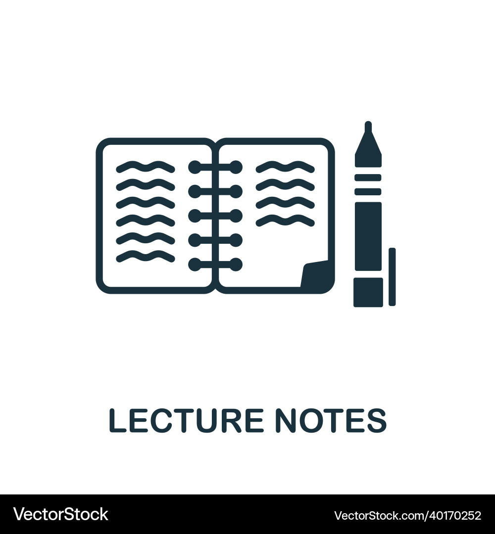 Lecture notes icon monochrome sign from Lecture notes icon monochrome sign from Vector Image