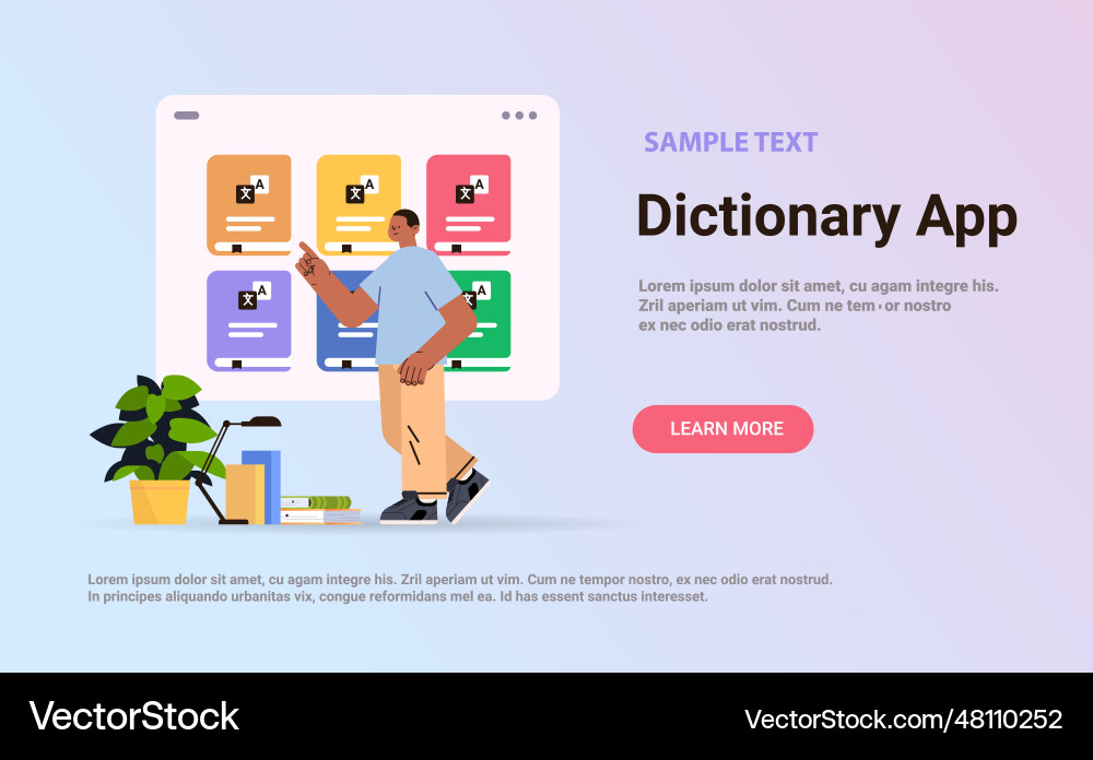 Man dictionary translation application on digital Man dictionary translation application on digital vector image