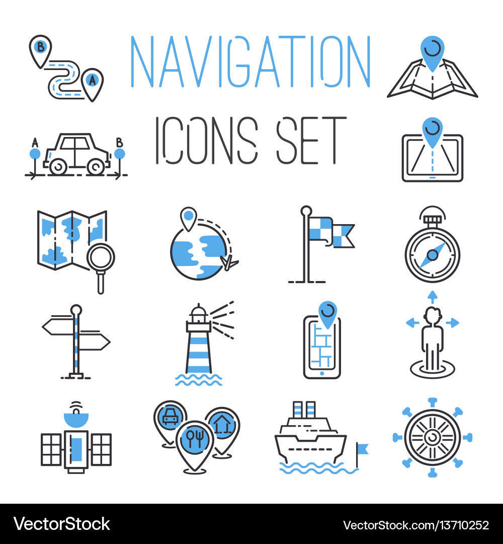 Navigation Location Icons vector image
