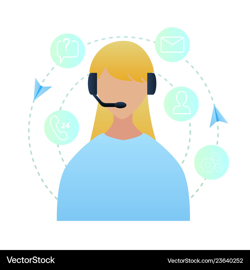 Portrait woman worker call center Royalty Free Vector Image