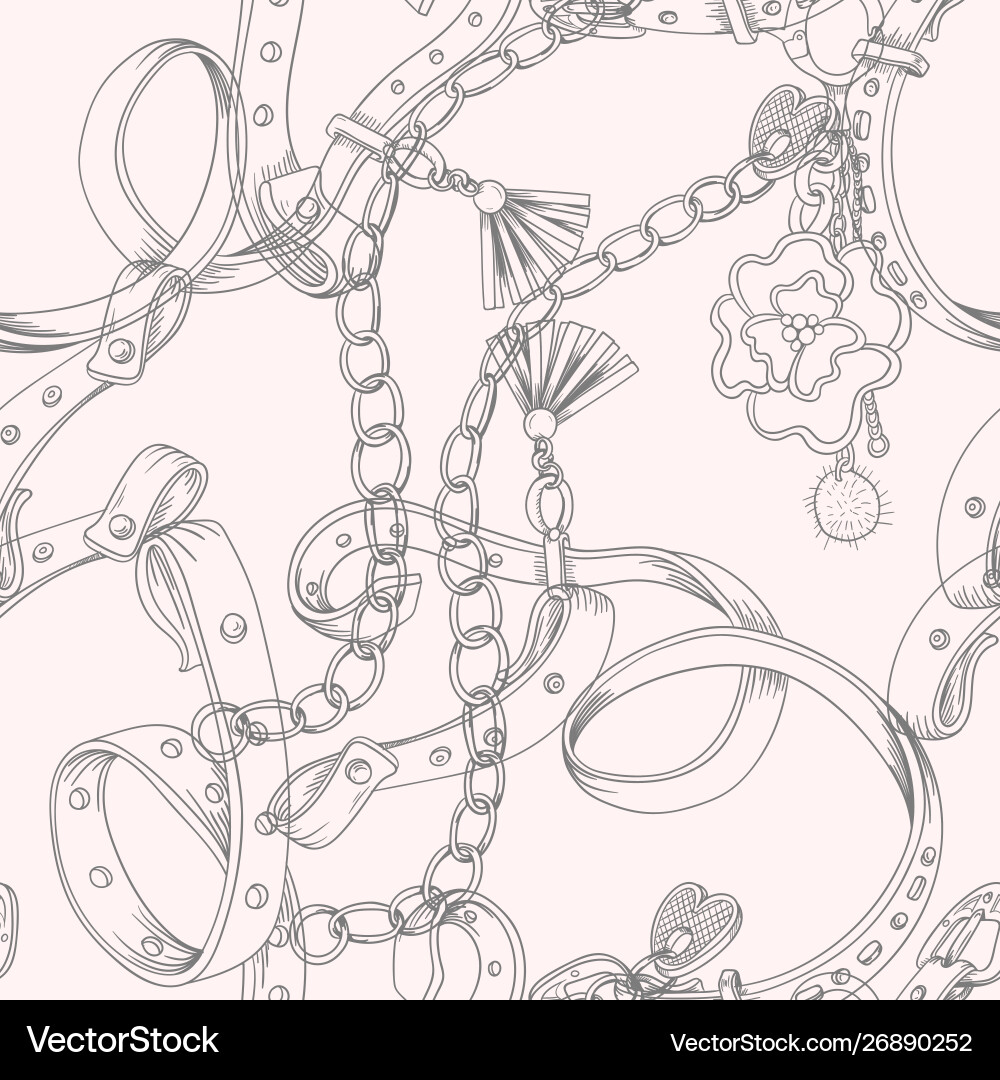 Seamless pattern with belt and chain Seamless pattern with belt and chain vector image