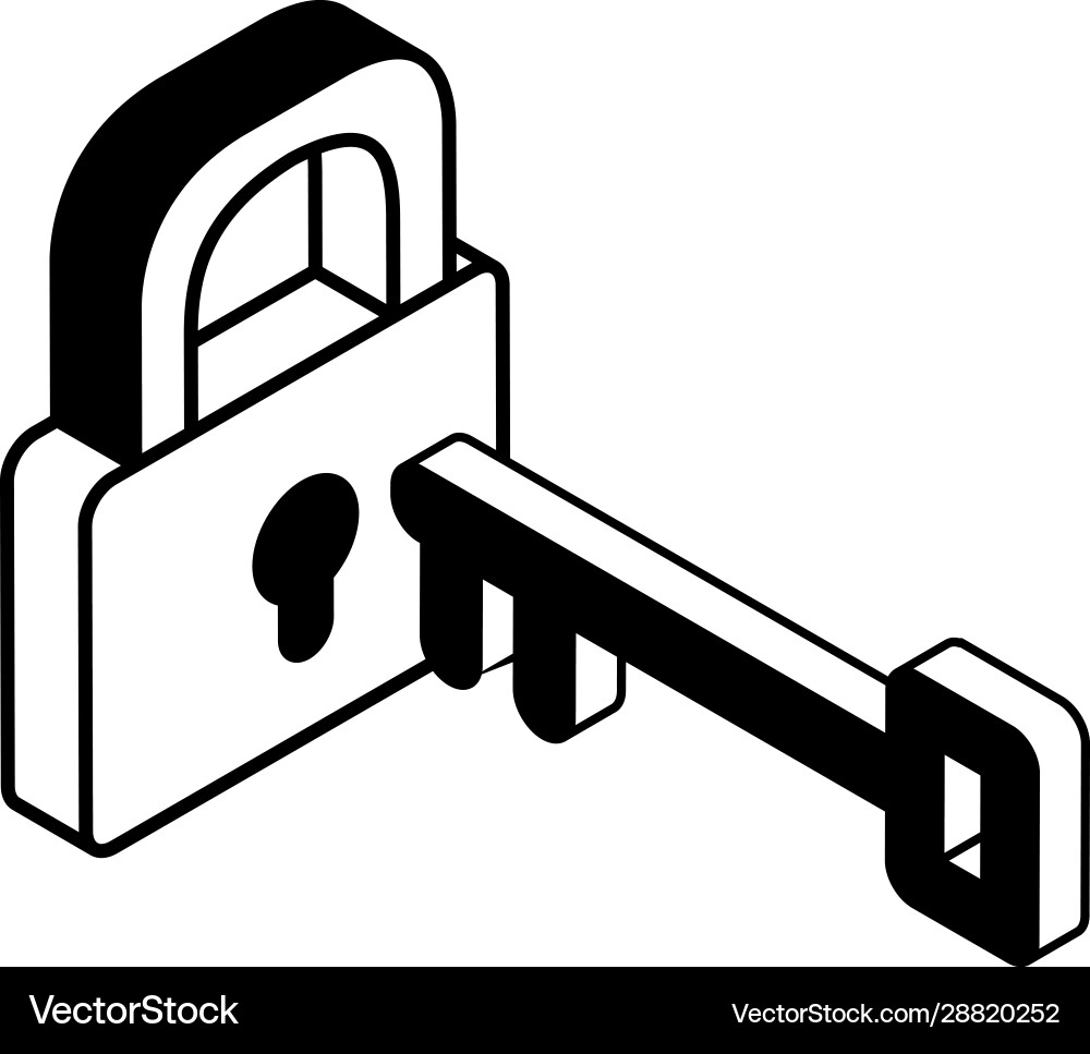 Security padlock with key on white background Vector Image