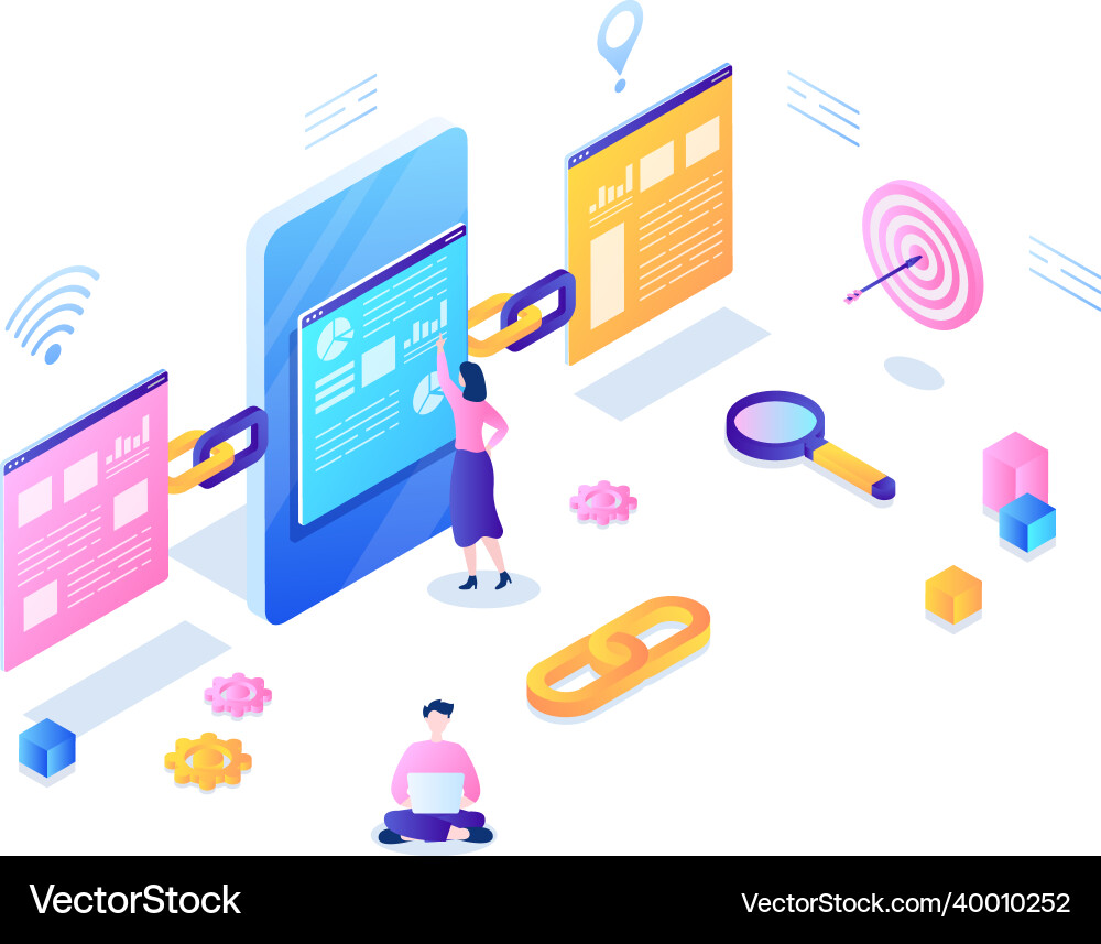 Seo link building as search engine optimization Seo link building as search engine optimization Vector Image