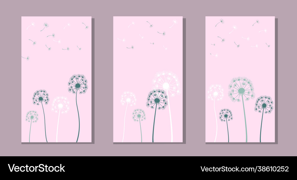 Set dandelion lines on abstract backgrounds Set dandelion lines on abstract backgrounds vector image