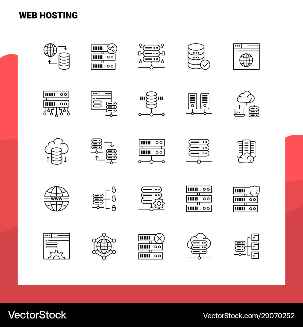 Set web hosting line icon 25 icons vector image
