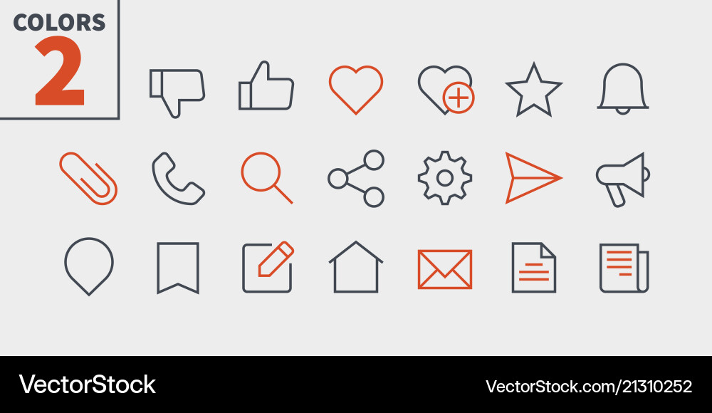 Social ui pixel perfect well-crafted thin Social ui pixel perfect well-crafted thin vector image