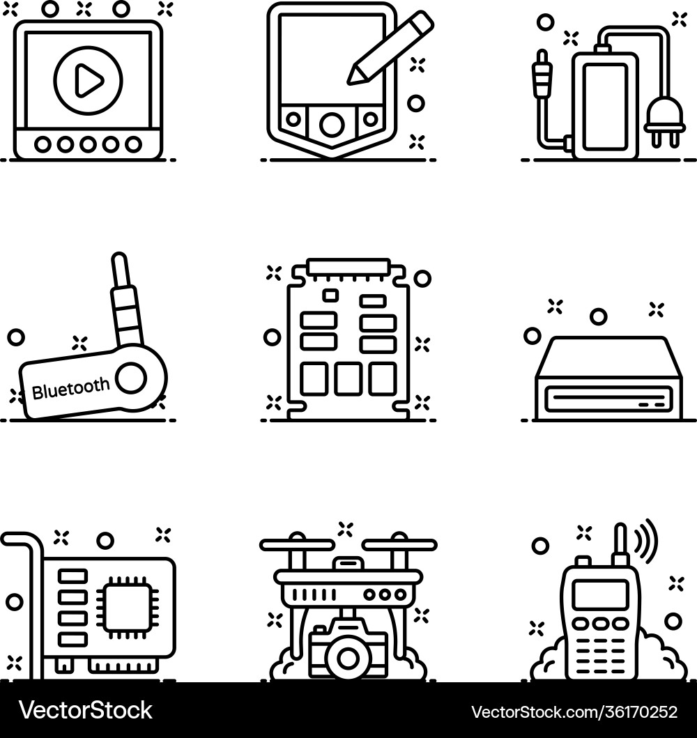 Technological computer hardware in modern line sty Vector Image