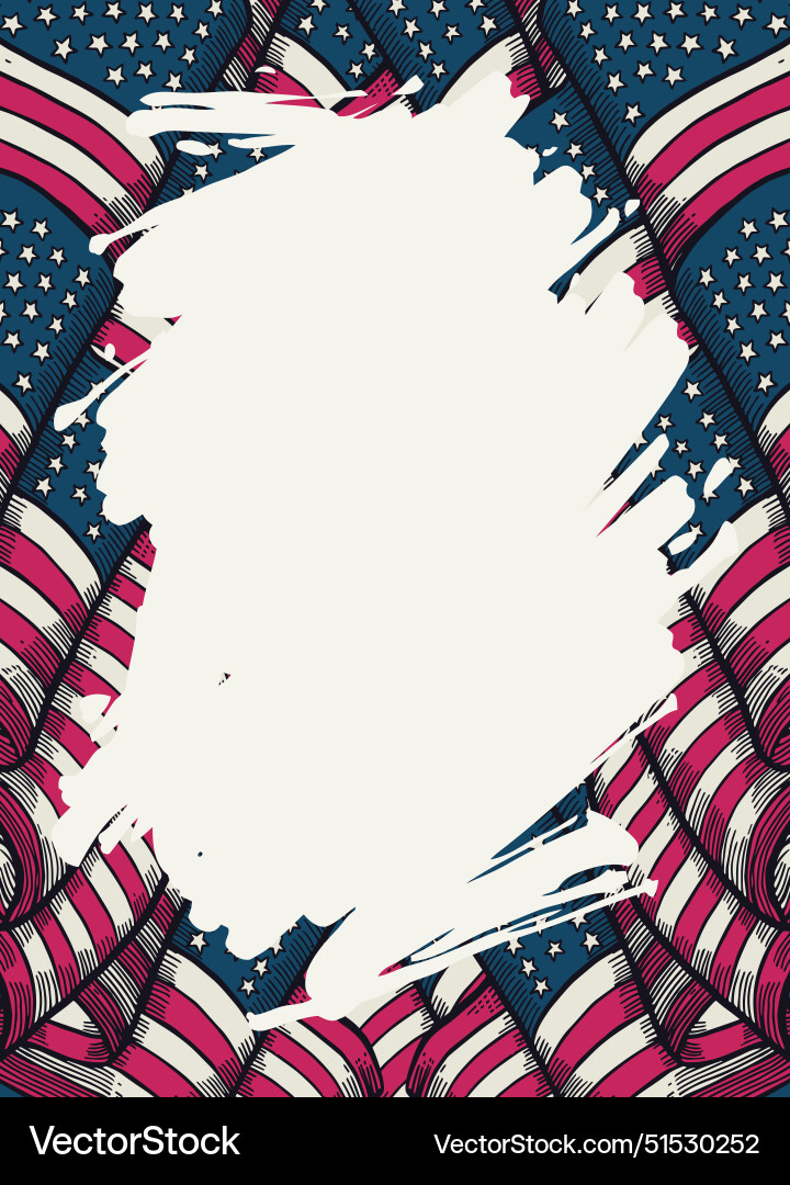 Usa background with waving flags Royalty Free Vector Image