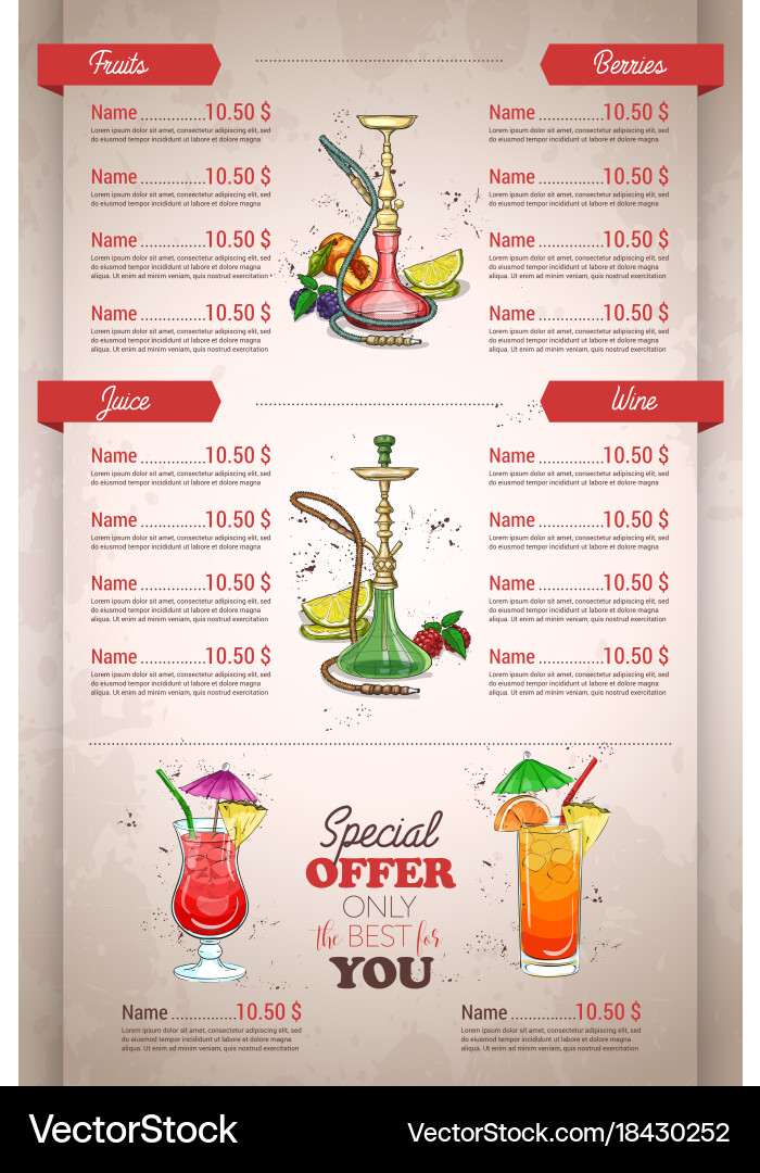 Vertical color menu design vector image