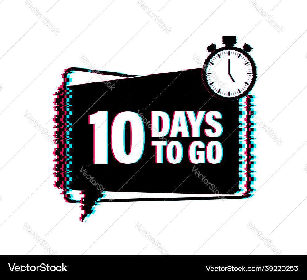 10 days to go glitch style icon Vector Image