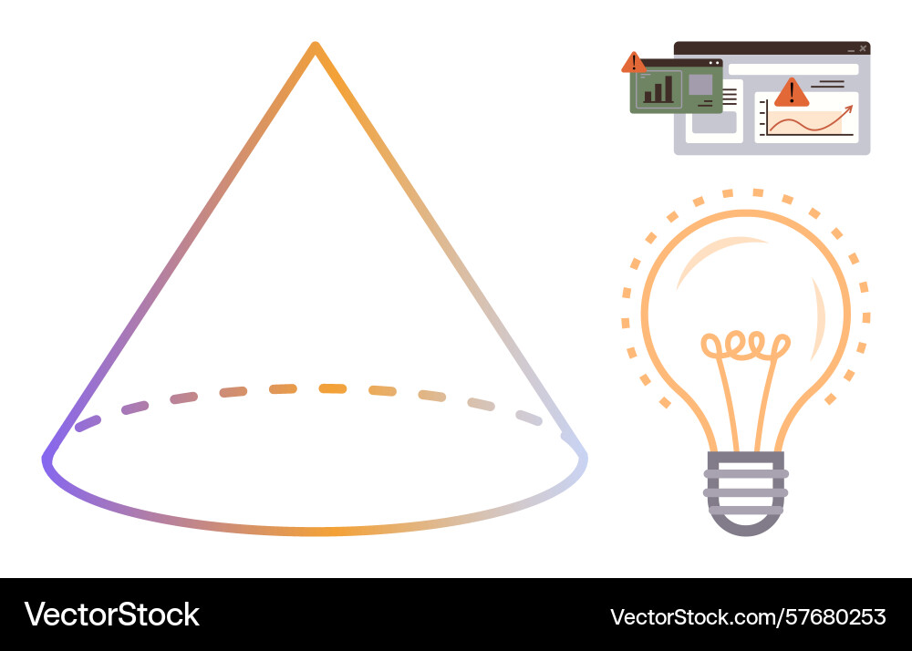 Abstract cone light bulb and data charts Abstract cone light bulb and data charts Vector Image