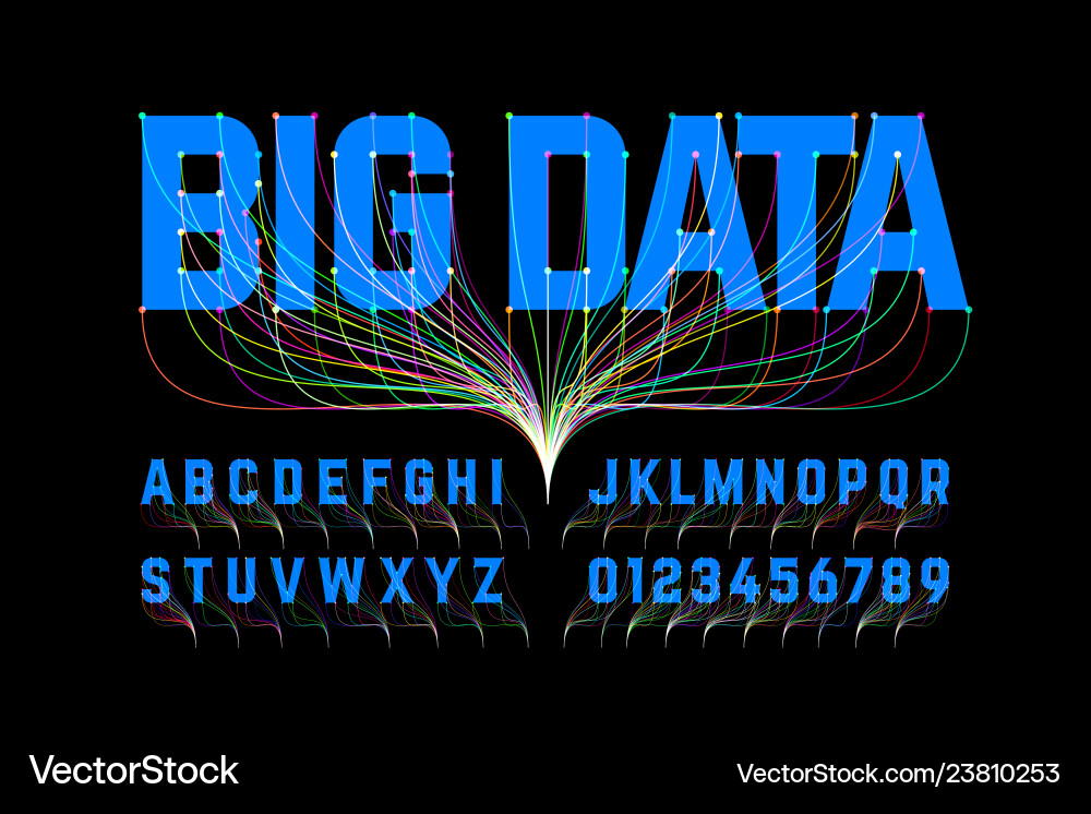 Big data style font alphabet letters and numbers Big data style font alphabet letters and numbers vector image
