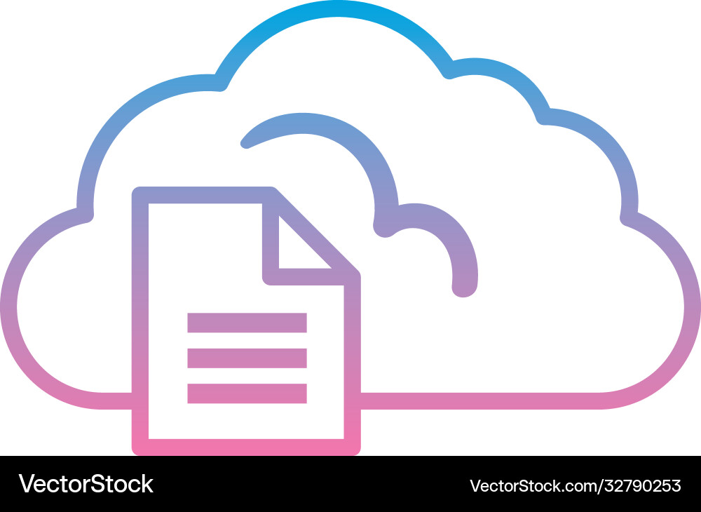 Cloud computing with document gradient style icon vector image