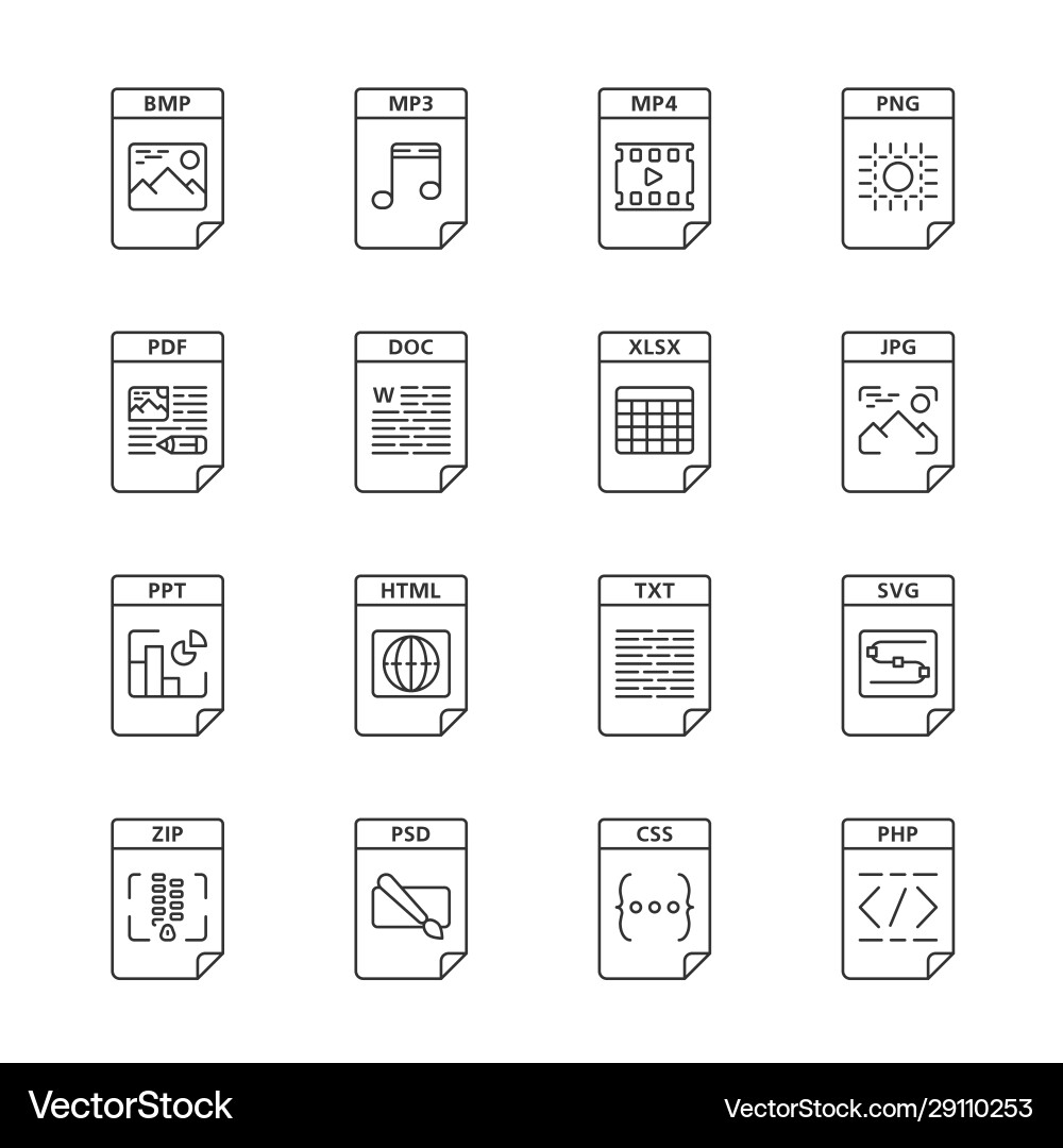 Dateien Format lineare Icons Set Dateien Format lineare Icons Set vektorbild