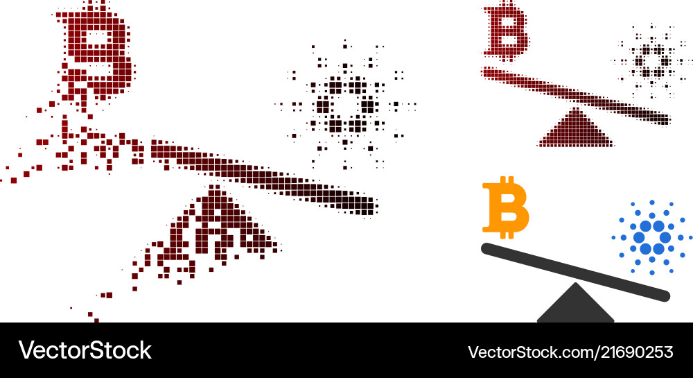 Decomposed pixelated halftone bitcoin cardano Decomposed pixelated halftone bitcoin cardano vector image