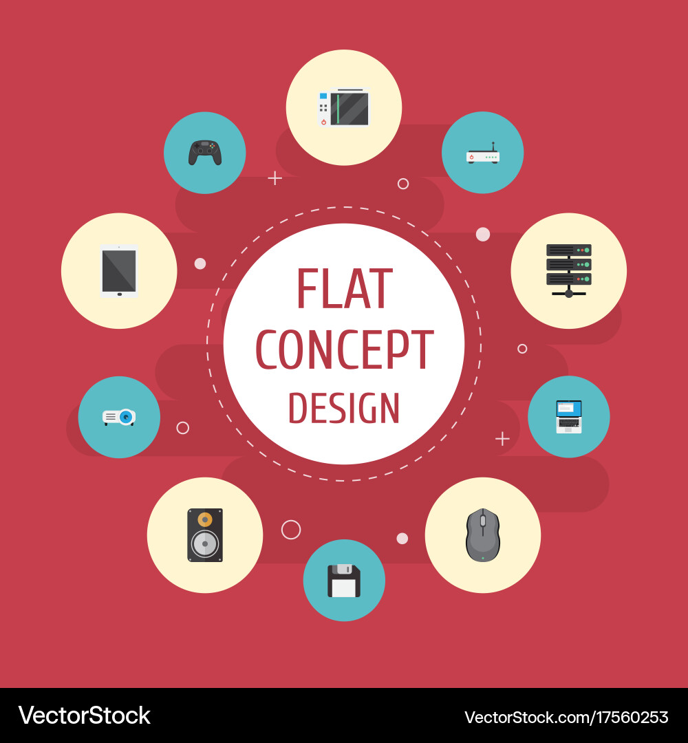 Flat icons laptop router computer mouse Vector Image
