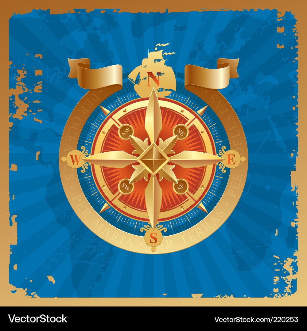 Golden Compass Rose Symbol Vector Image