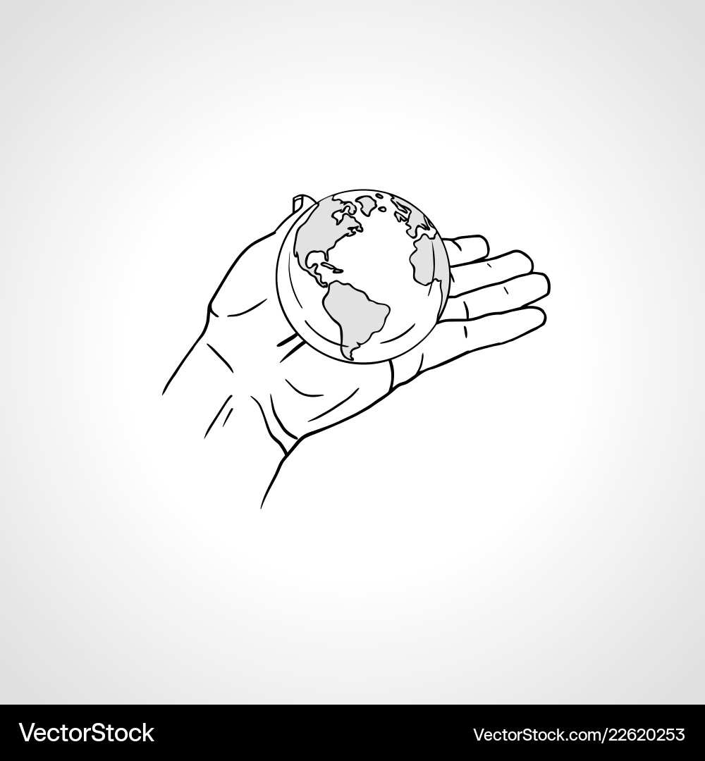 Hands holding the earth palm hold globe vector image