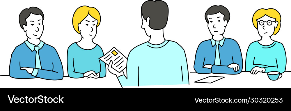 Interview sketch talking with a job applicant Interview sketch talking with a job applicant Vector Image