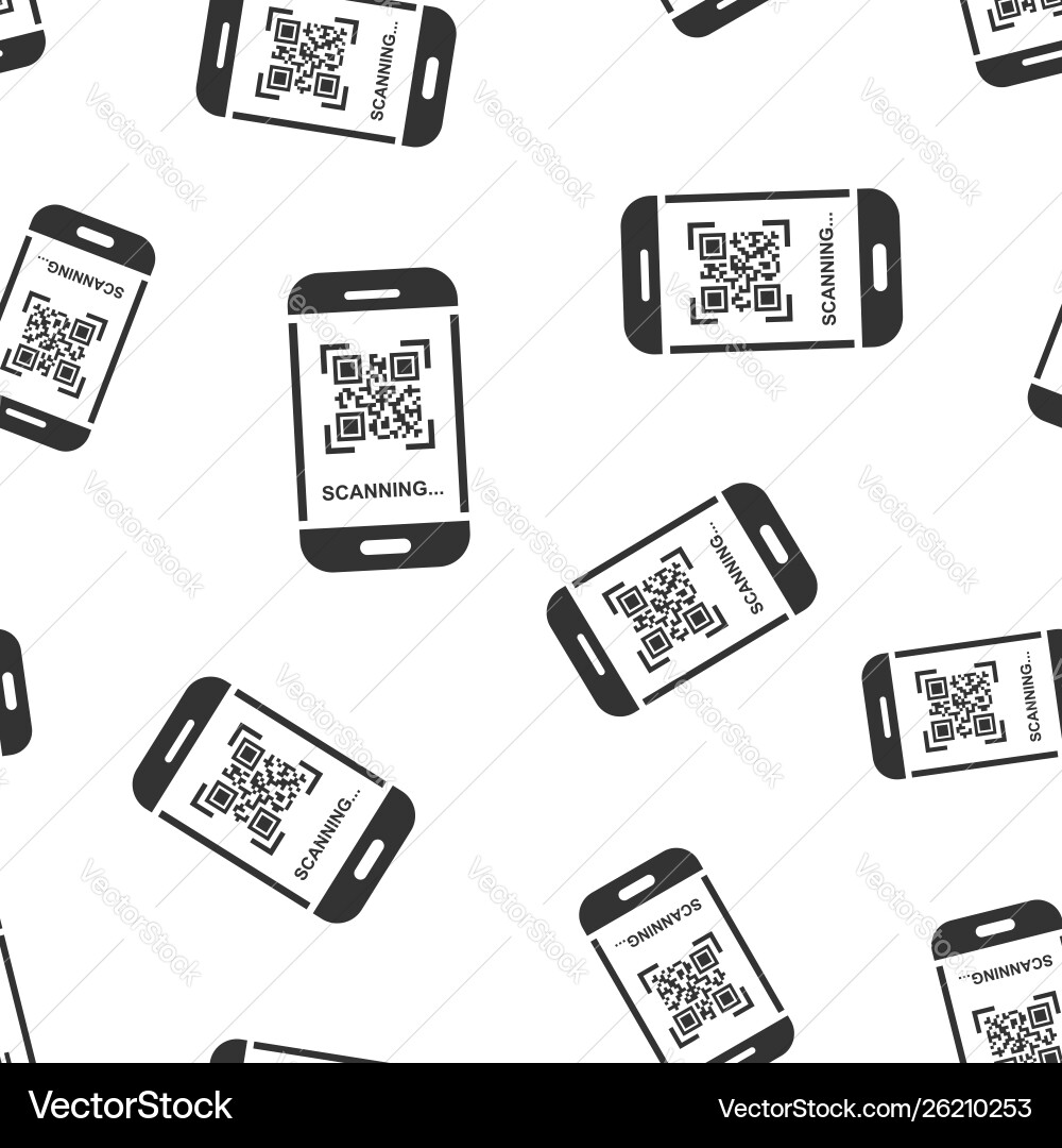 Qr-Code-Scan-Handy-Symbol nahtloses Muster vektorbild