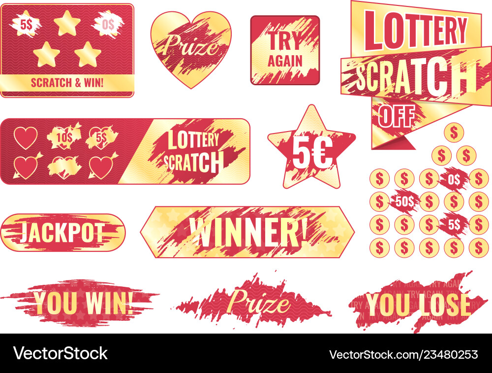 Scratch Card Set - Lottery Tickets Vector Image