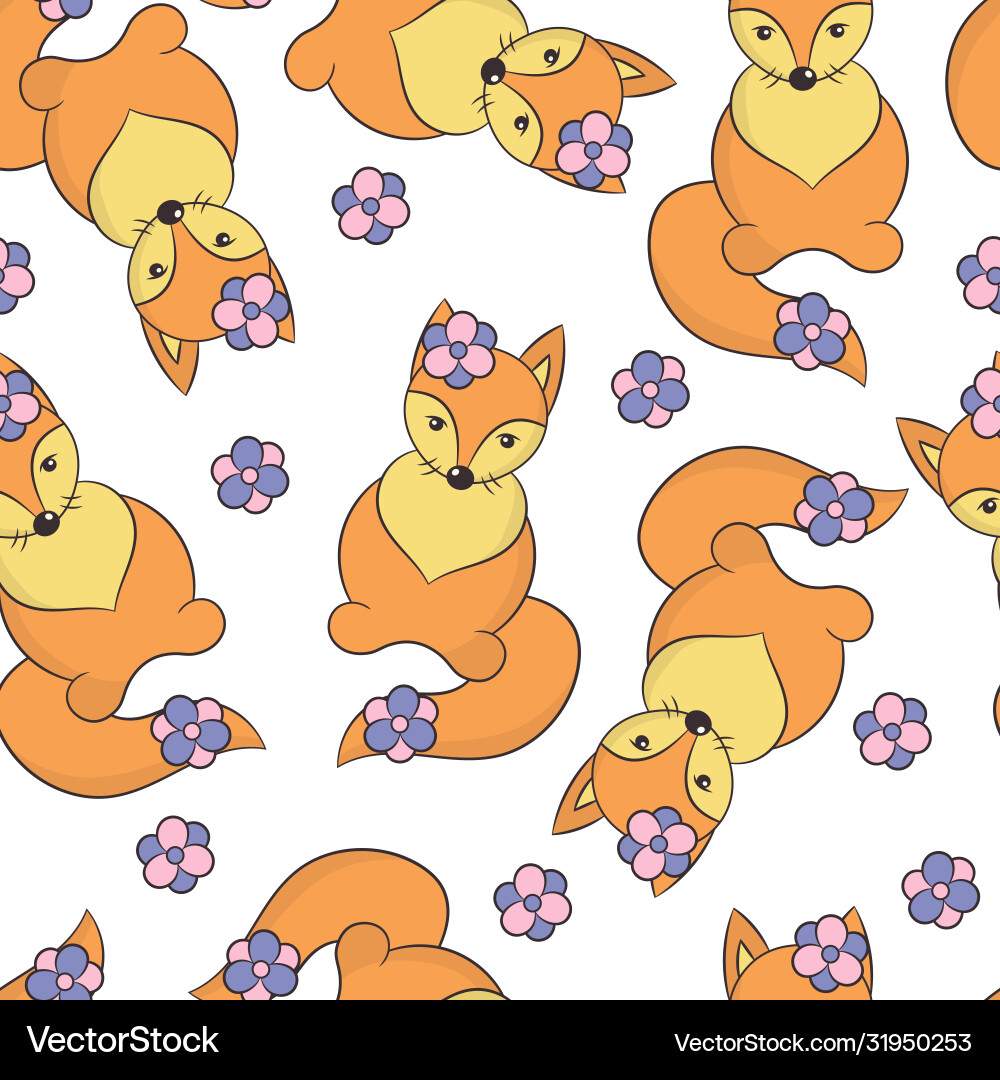 Seamless pattern with red foxes Seamless pattern with red foxes Vector Image