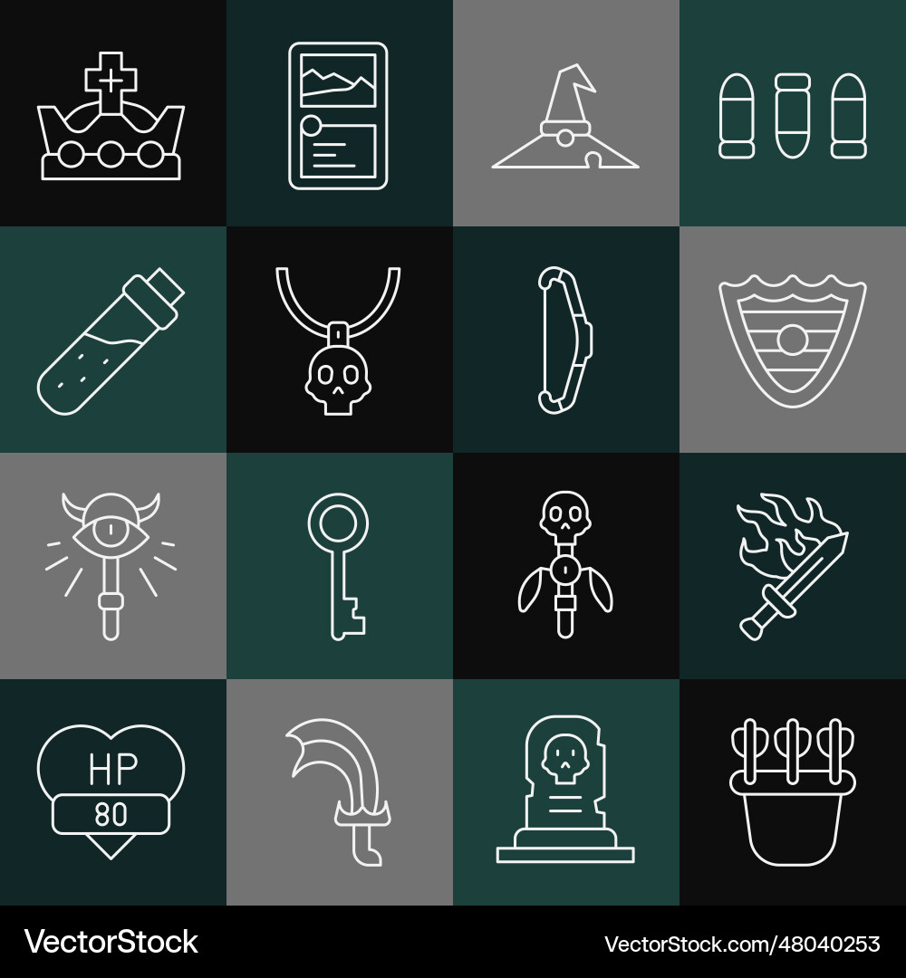 Set line quiver with arrows sword for game Vector Image