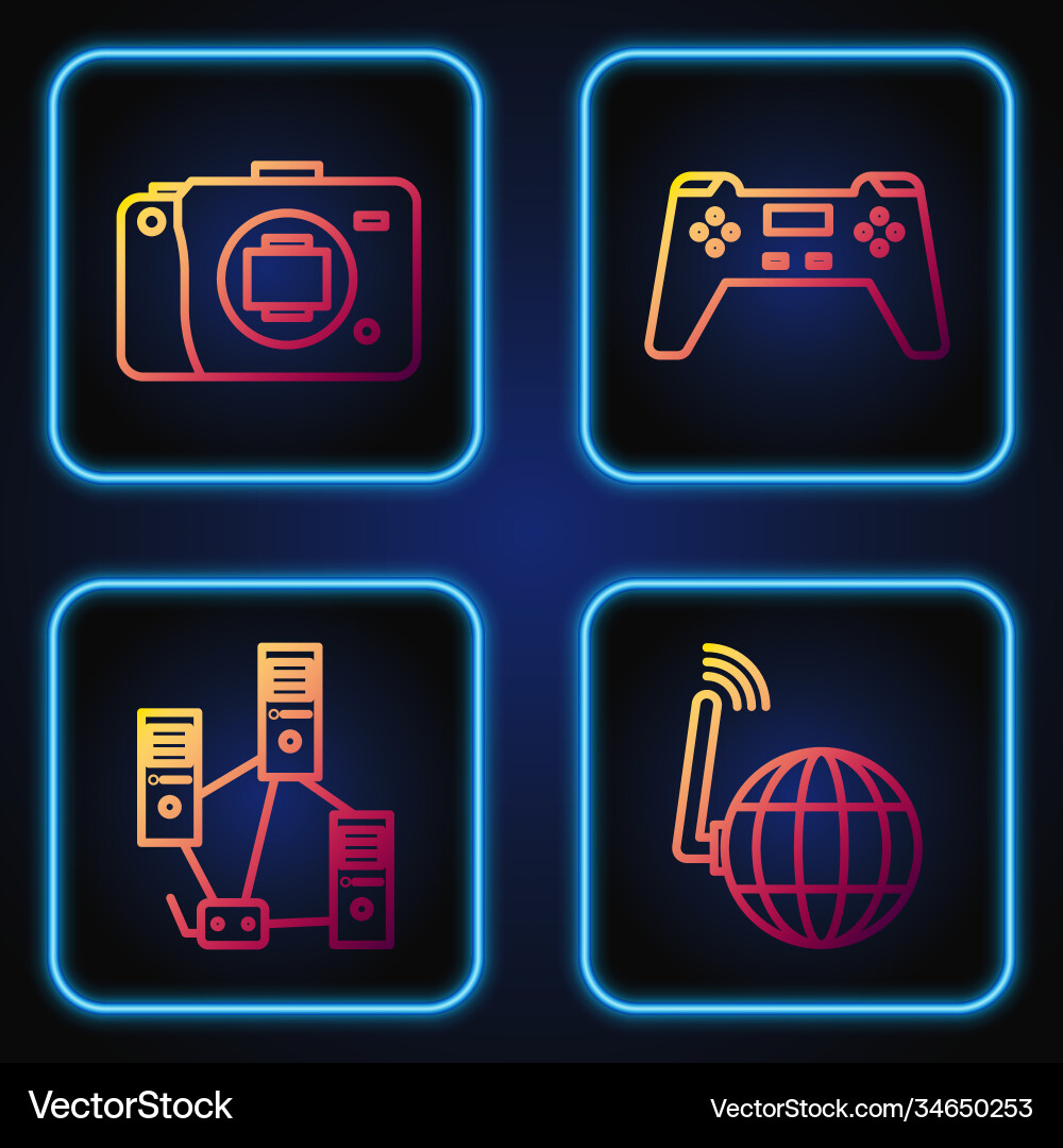 Set line social network computer Set line social network computer vector image