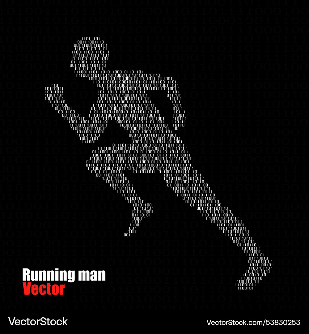 Silhouette running man with binary computer code Silhouette running man with binary computer code vector image