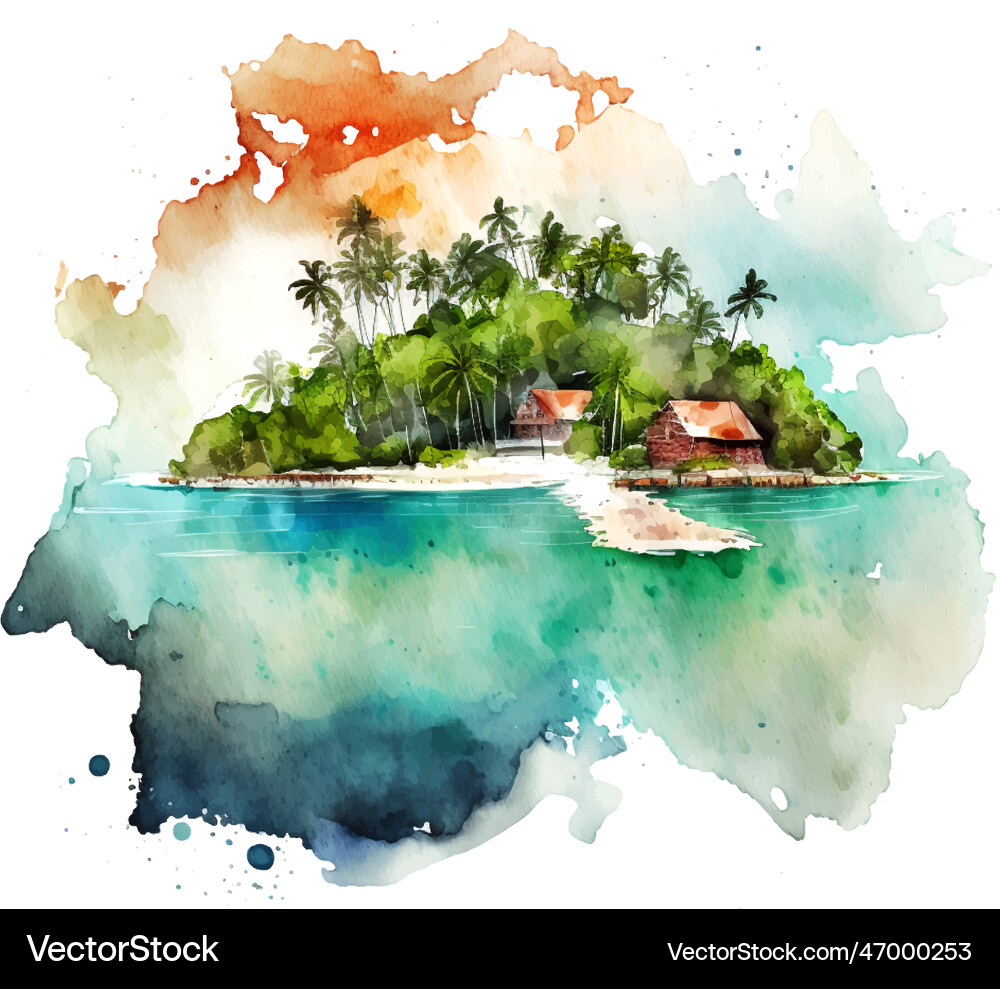 Tropische Aquarelllandschaft Vektorbild