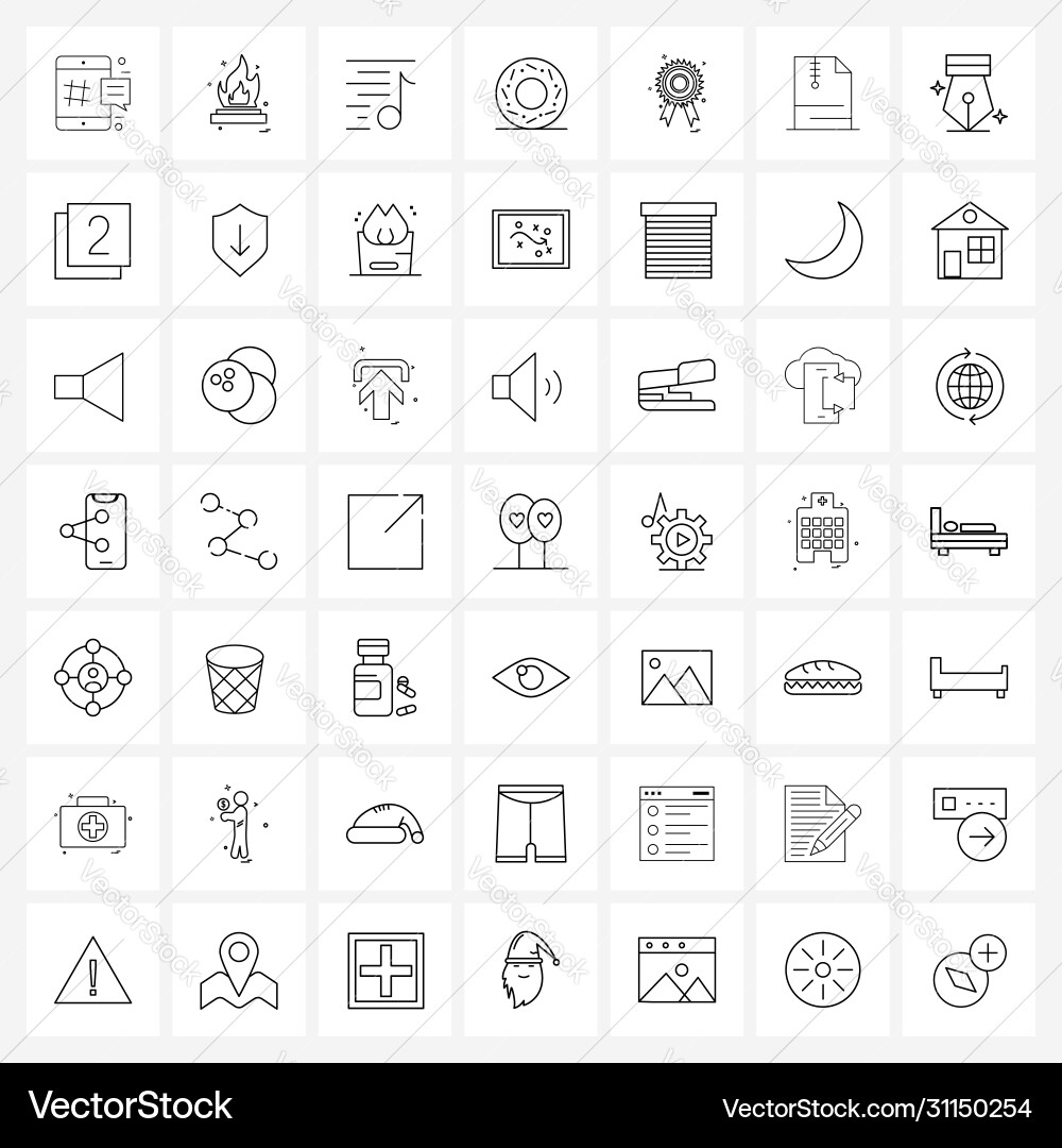 49 universal line icons for web and mobile badge Vector Image