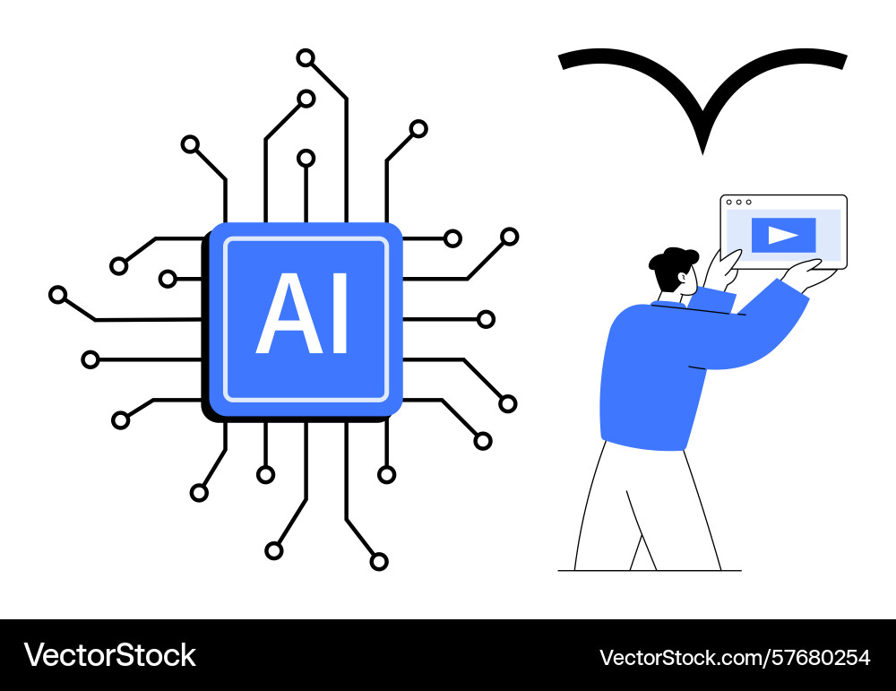 Ai technology interface with circuit board design vector image