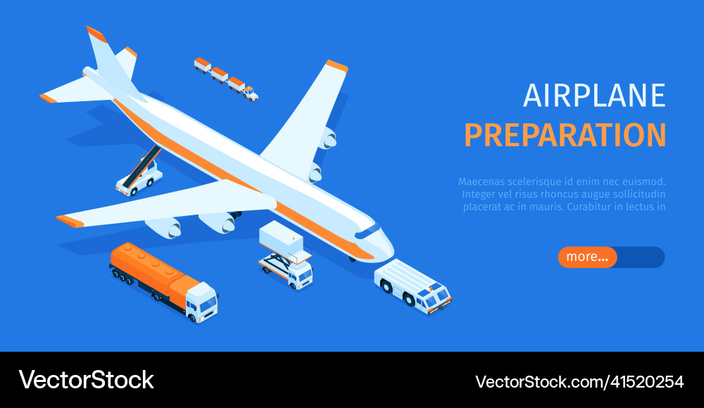 Airplane preparation horizontal banner vector image