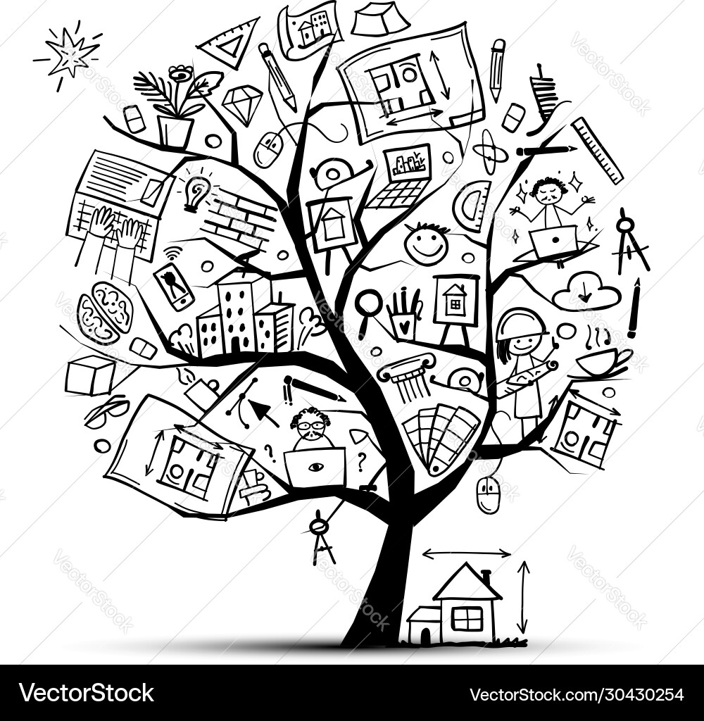 Architecture Blueprint Concept Tree vector image