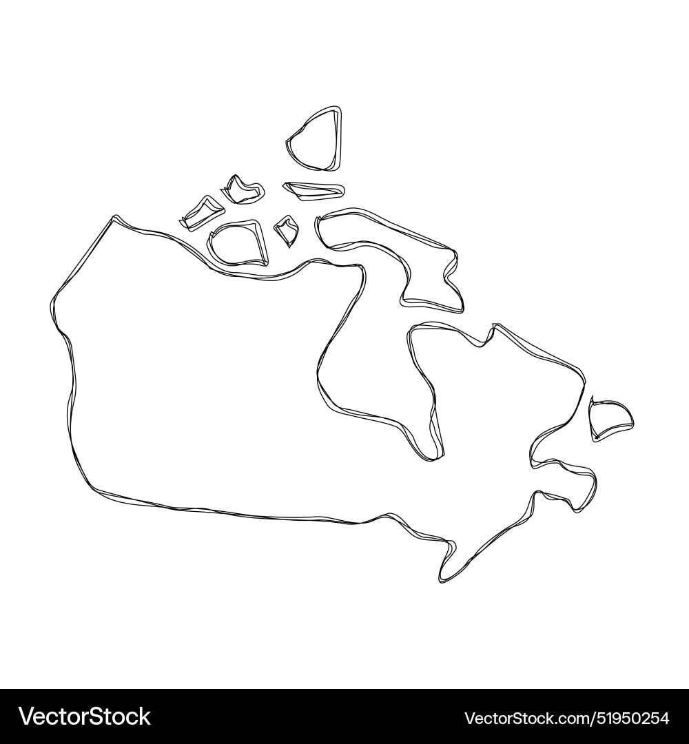Canada simplified sketch map Royalty Free Vector Image