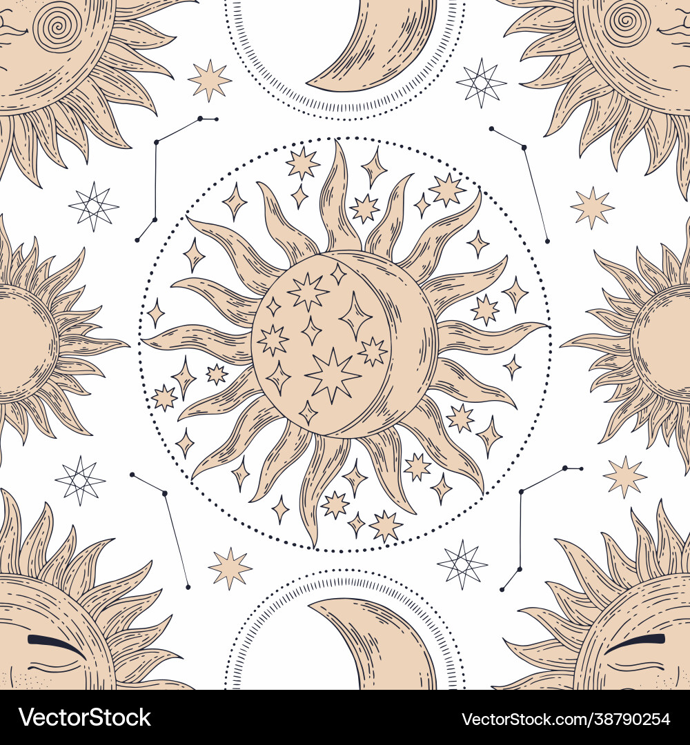 Celestial pattern seamless background vector image