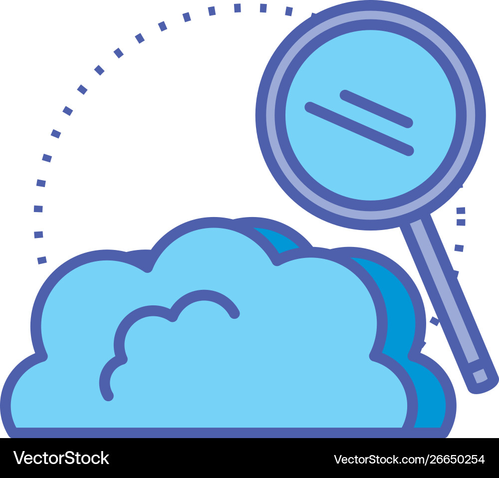 Cloud computing technology with search magnifying Vector Image